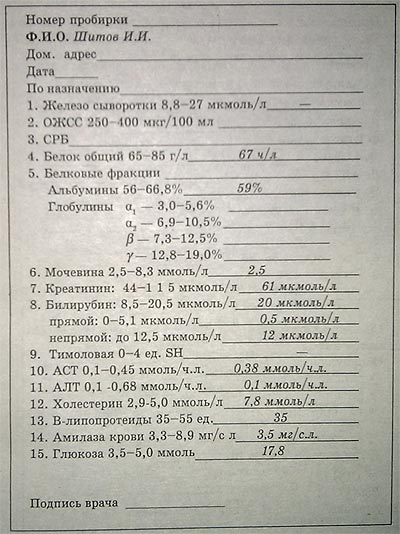 БАК пример